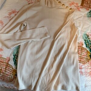 J. Crew Cream Turtleneck Sweater with Gold Buttons